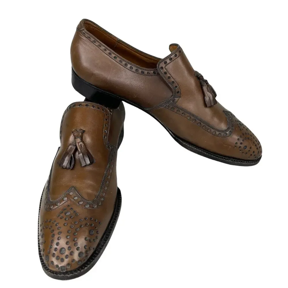 Ambassador Mens Dress Shoes Hollaus Collection Brown 8 C Tassel Slip On